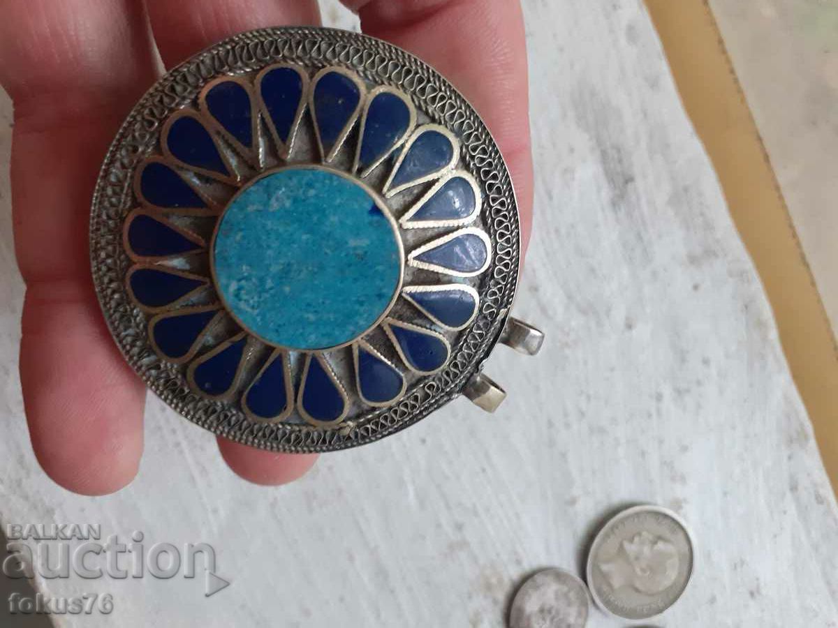 Old antique medallion with lapis lazuli - 6 Old antique medallion with lapis lazuli - 6