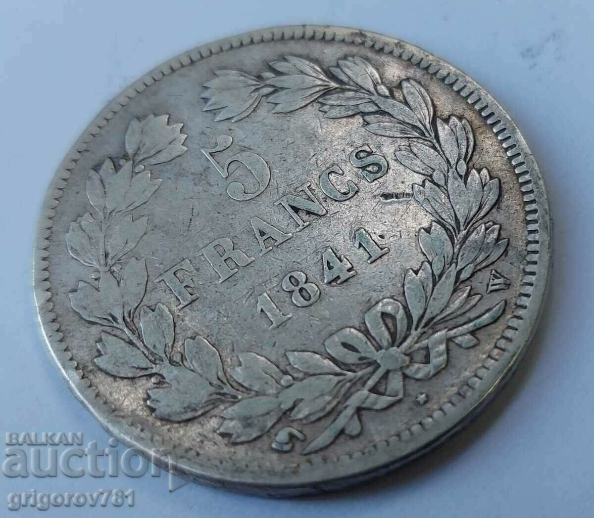 Δημοπρασία Ασημένιο 5 φράγκα Γαλλία 1841 W - ασημένιο νόμισμα # 43 Δημοπρασία Ασημένιο 5 φράγκα Γαλλία 1841 W - ασημένιο νόμισμα # 43