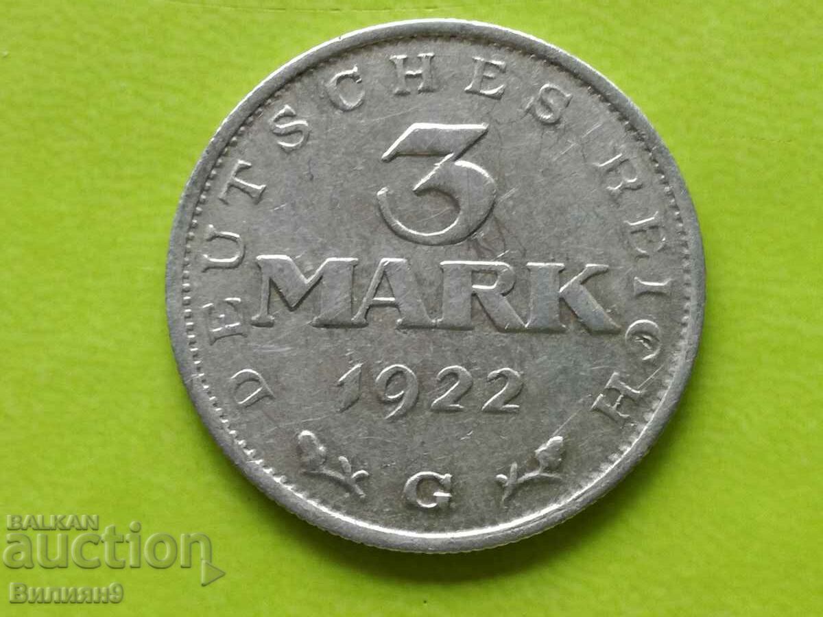 3 γραμματόσημα 1922 '' G '' Γερμανία