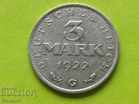 3 γραμματόσημα 1922 '' G '' Γερμανία