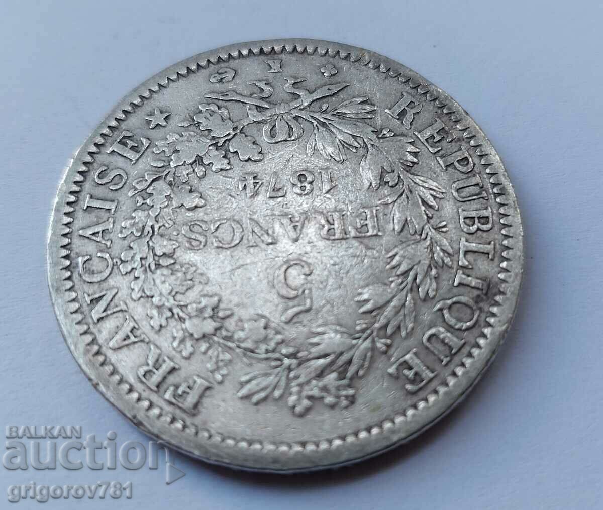 Ασημένιο 5 φράγκα Γαλλία 1874 Κ - ασημένιο νόμισμα # 45 - 5