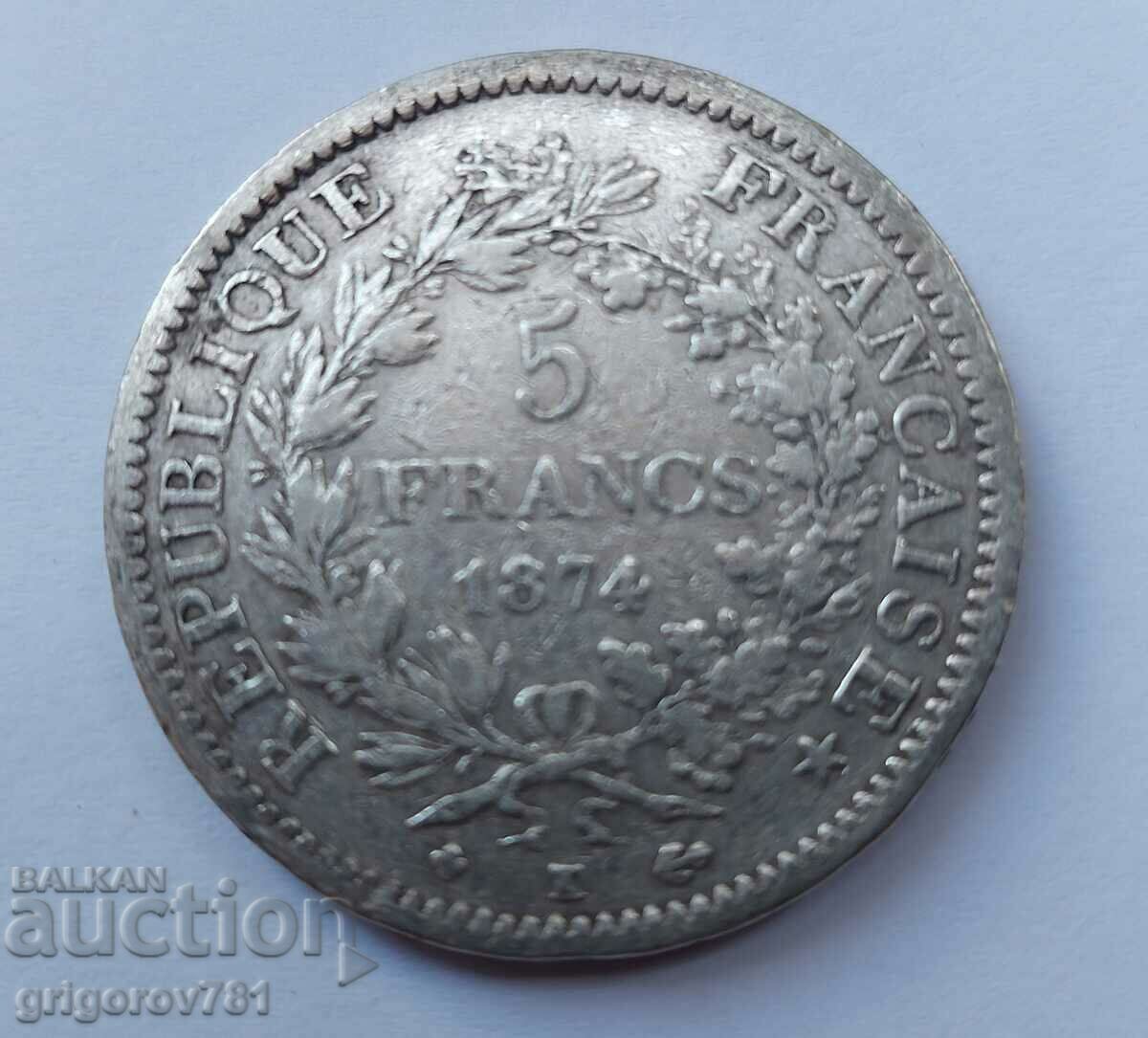 5 franci argint Franța 1874 K - monedă de argint # 45