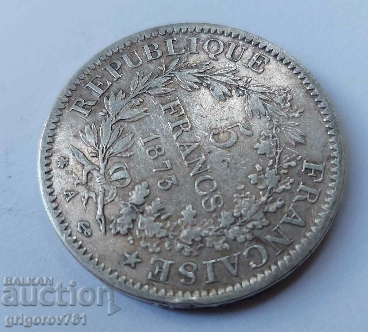 Livrarea 5 franci argint Franța 1873 A - monedă de argint # 46 Livrarea 5 franci argint Franța 1873 A - monedă de argint # 46