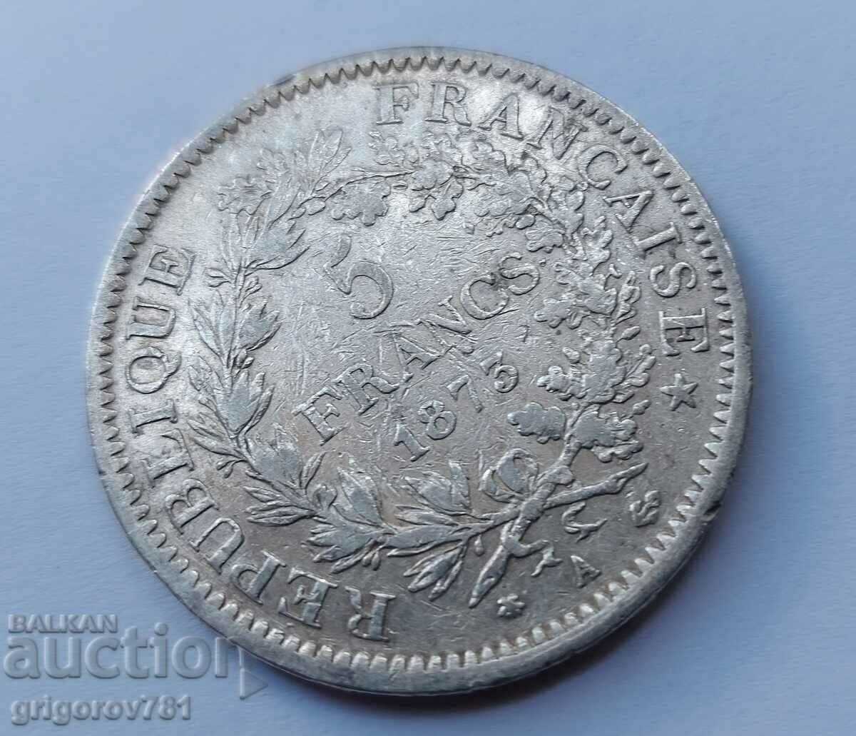 Δημοπρασία Ασημένιο 5 φράγκα Γαλλία 1873 Α - ασημένιο νόμισμα # 47
