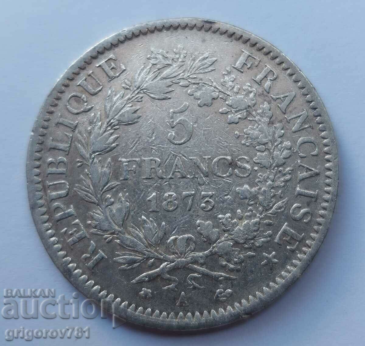 Ασημένιο 5 φράγκα Γαλλία 1873 Α - ασημένιο νόμισμα # 47