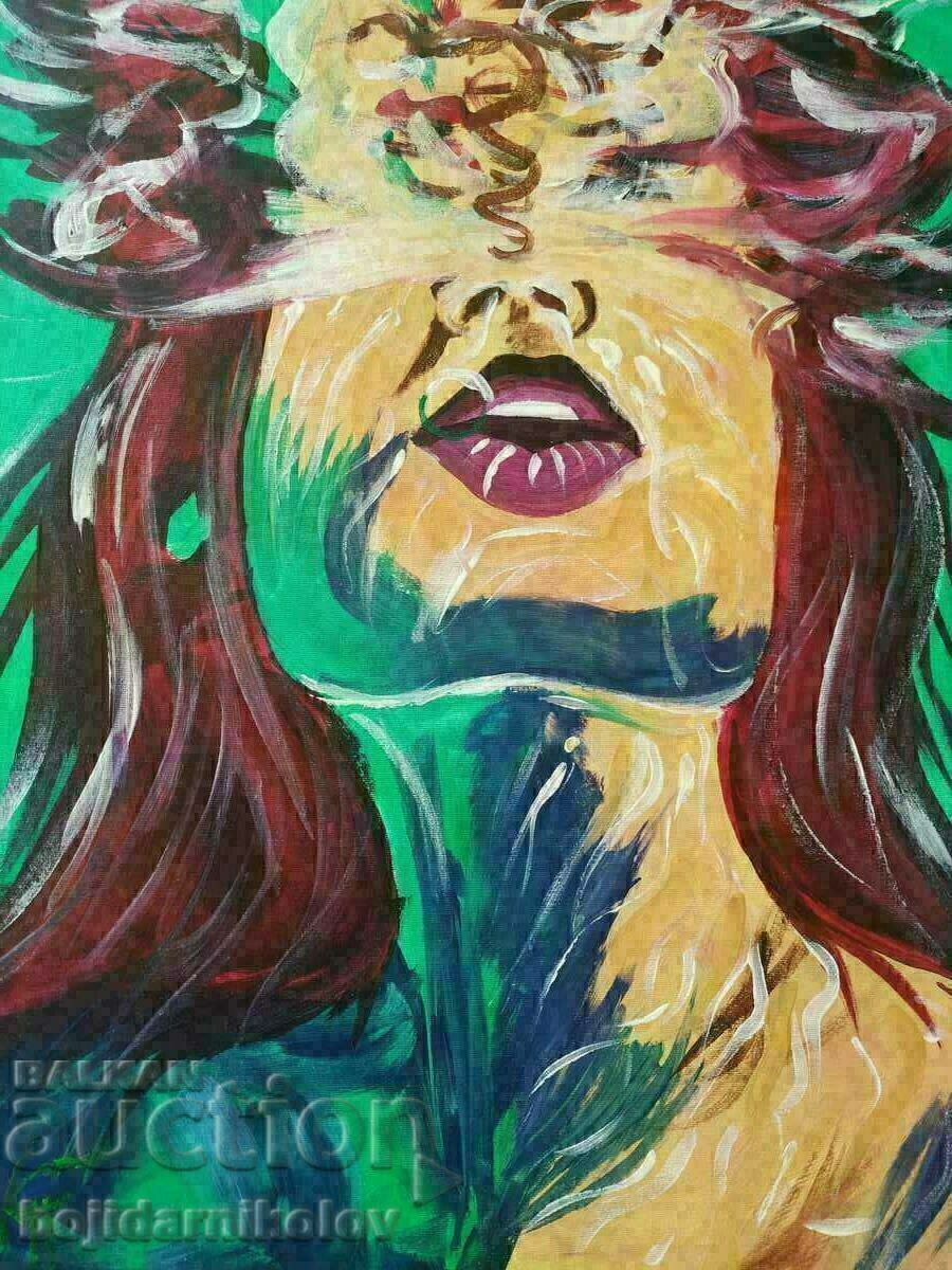 Licitație Tablou pictat abstract 30/40 pe panza