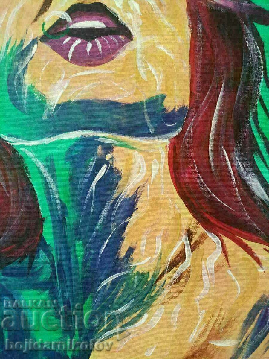 Tablou pictat abstract 30/40 pe panza - 6