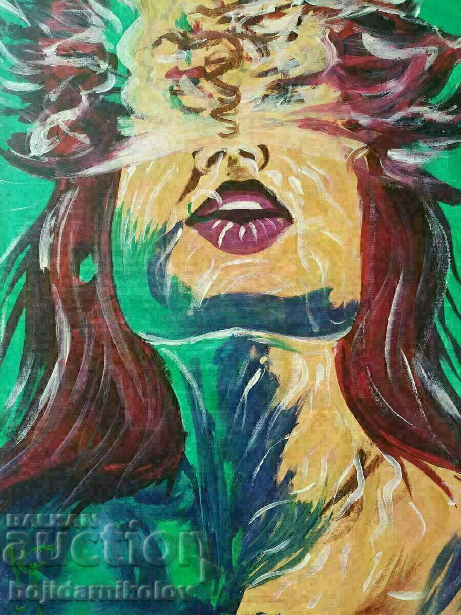 Tablou pictat abstract 30/40 pe panza