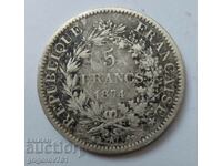 5 francs silver France 1874 A - silver coin # 49
