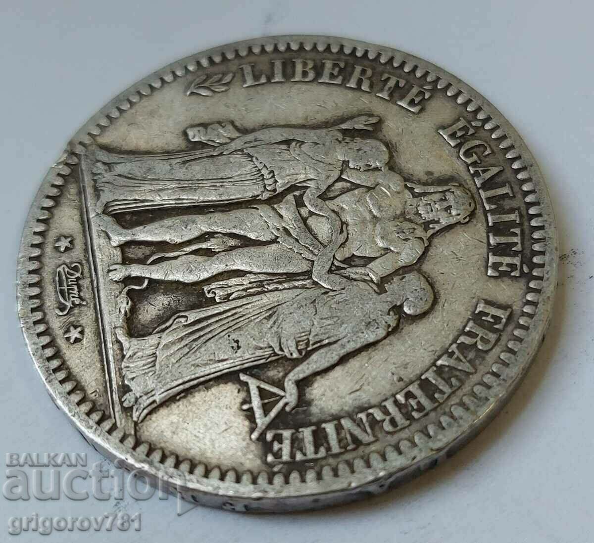 Παράδοση Ασημένιο 5 φράγκα Γαλλία 1849 Α - ασημένιο νόμισμα # 50