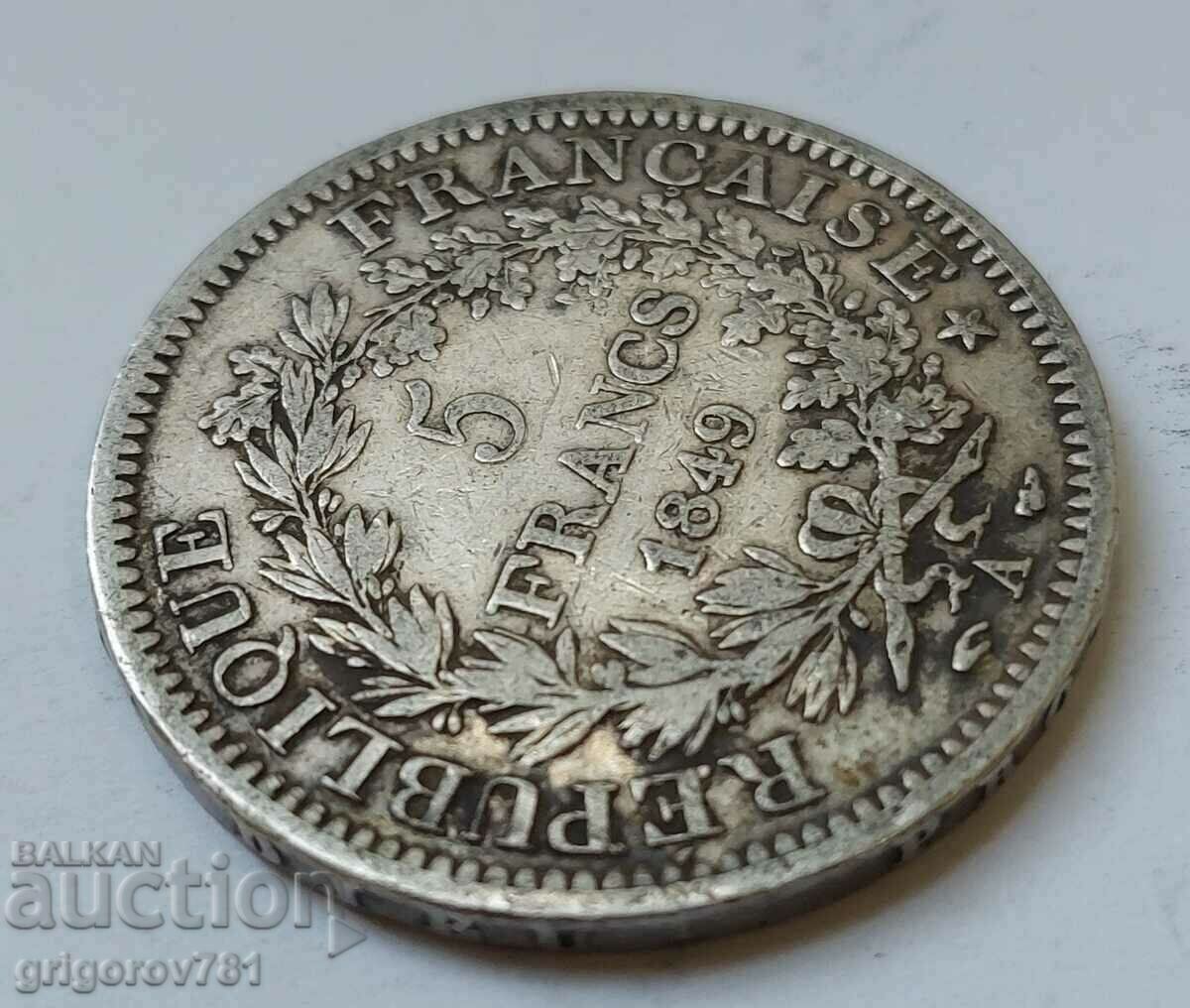 Ασημένιο 5 φράγκα Γαλλία 1849 Α - ασημένιο νόμισμα # 50 - 6