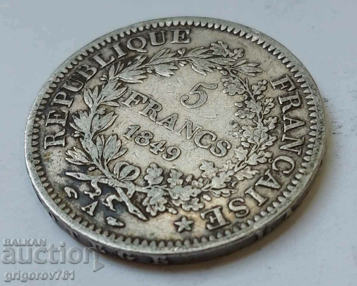 Ασημένιο 5 φράγκα Γαλλία 1849 Α - ασημένιο νόμισμα # 50 - 7