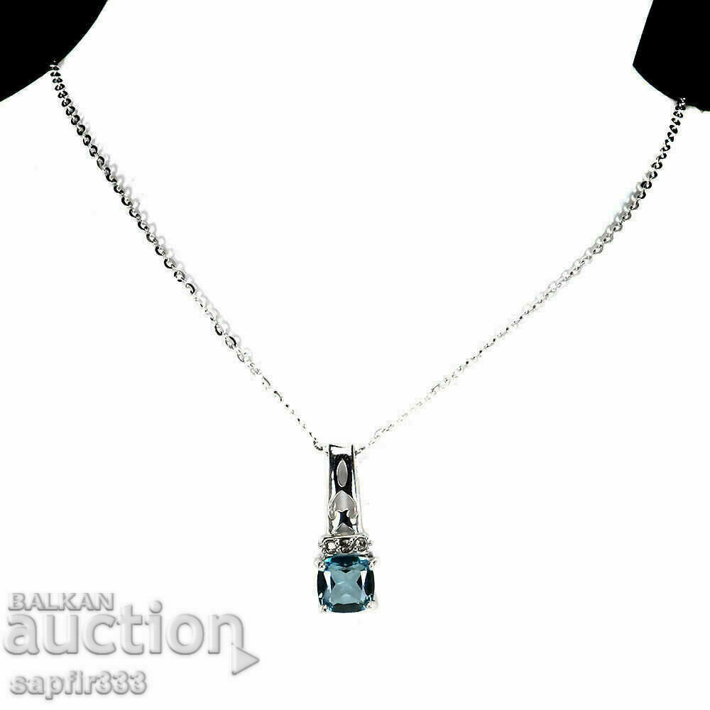 EXCELLENT SILVER MEDALLION WITH NATURAL BLUE TOPAZ AND DIAMONDS with price 623.00 BGN | € 318.53 EXCELLENT SILVER MEDALLION WITH NATURAL BLUE TOPAZ AND DIAMONDS with price 623.00 BGN | € 318.53