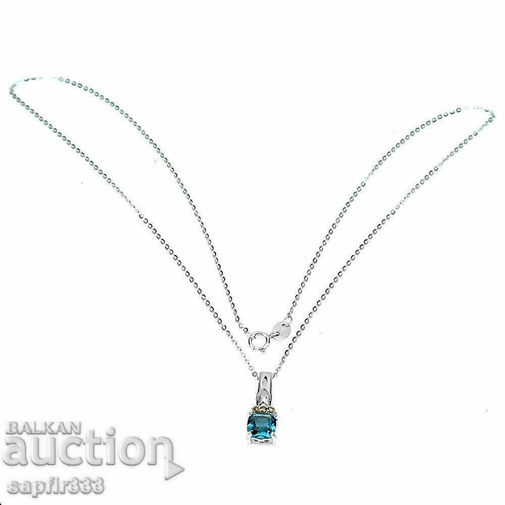 Auction EXCELLENT SILVER MEDALLION WITH NATURAL BLUE TOPAZ AND DIAMONDS Auction EXCELLENT SILVER MEDALLION WITH NATURAL BLUE TOPAZ AND DIAMONDS