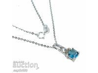 EXCELLENT SILVER MEDALLION WITH NATURAL BLUE TOPAZ AND DIAMONDS