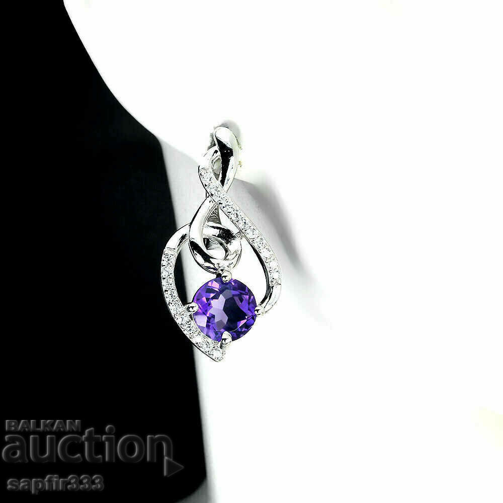 EXCELLENT SILVER EARRINGS WITH NATURAL AMETHYSTS AND ZIRCONI with price 123.00 BGN | € 62.89