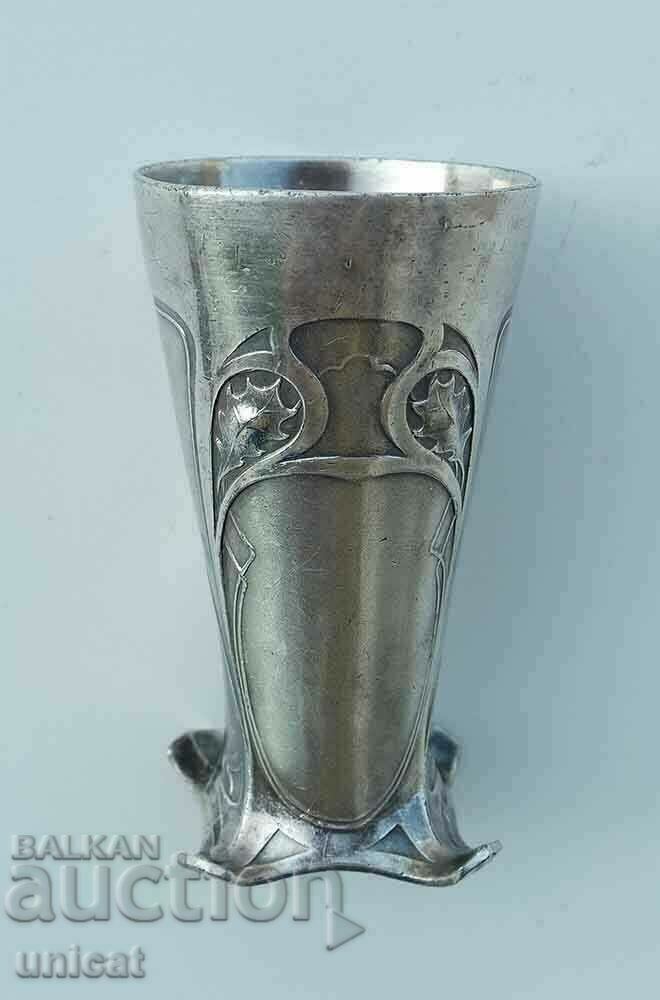 Antique silver cup with ornaments - oak leaves