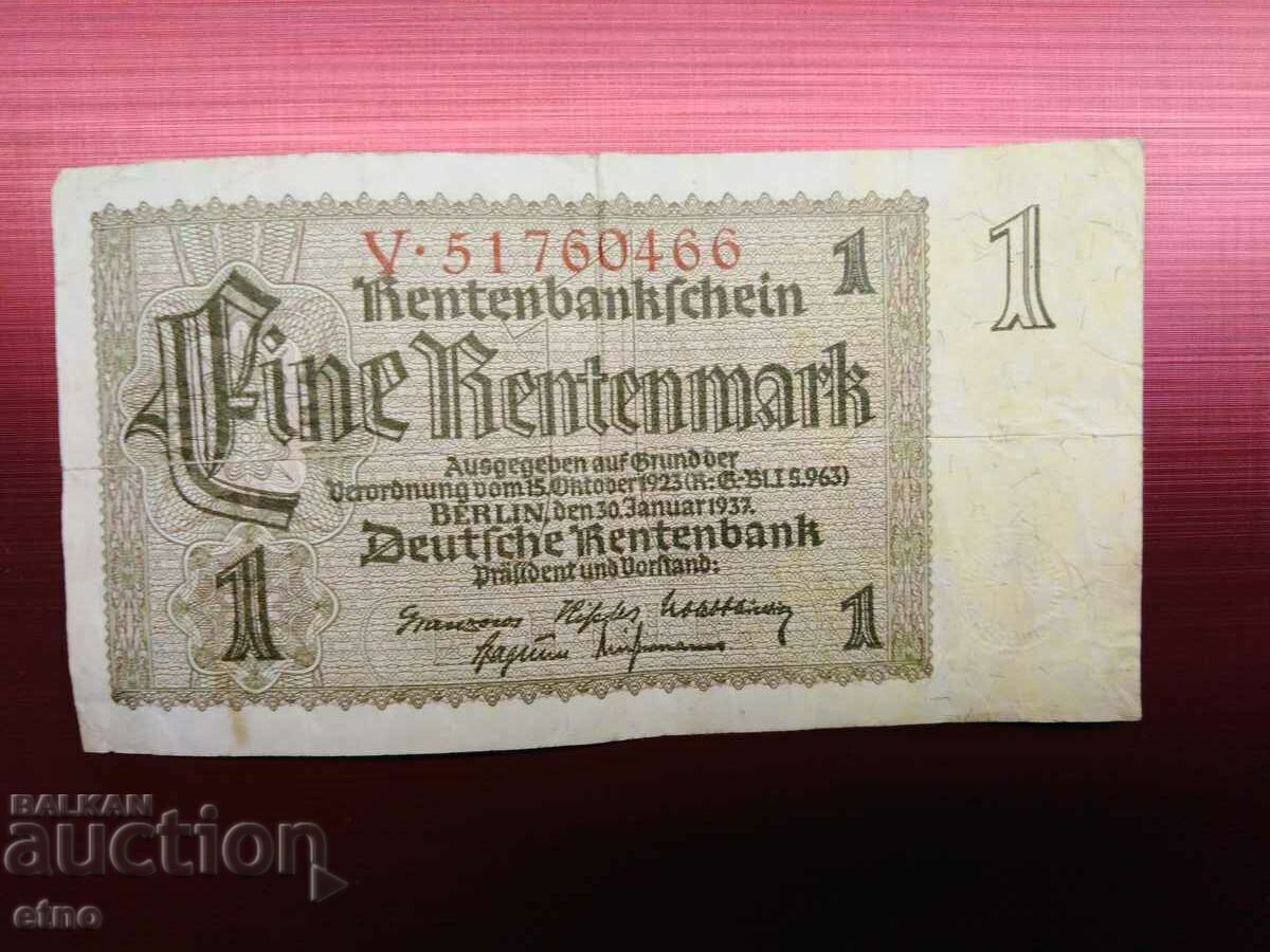 1 timbru 1937 Germania, bancnota
