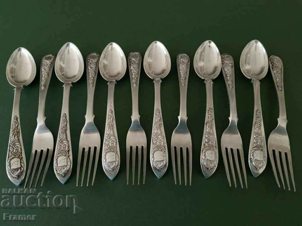 Unique set ARMENIAN 19th century. Silver spoons and forks