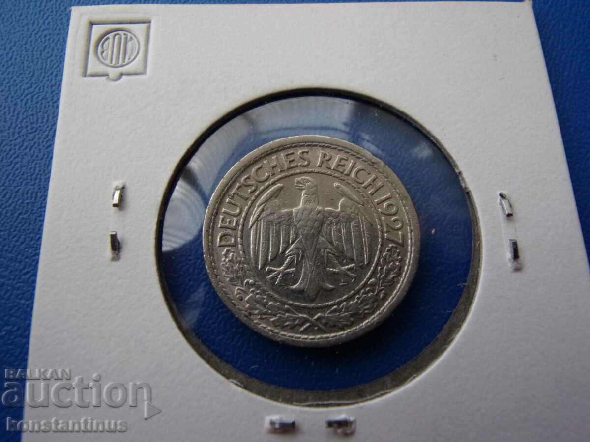 Ваймарска Република - Германия  50  Пфенига 1927 J Rare с цена € 5.11 | 9.99 лв.