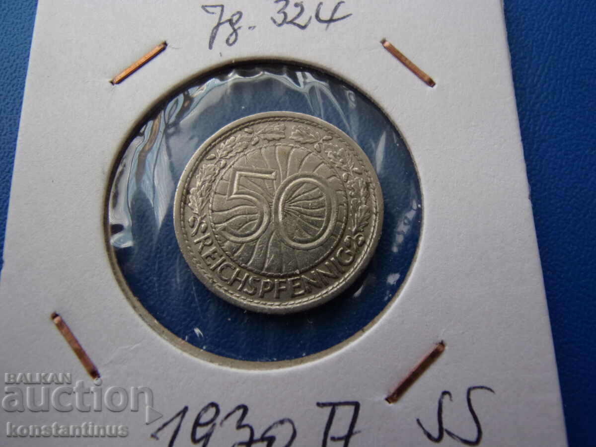 Weimar Republic - Germany 50 Pfennig 1930 A Rare