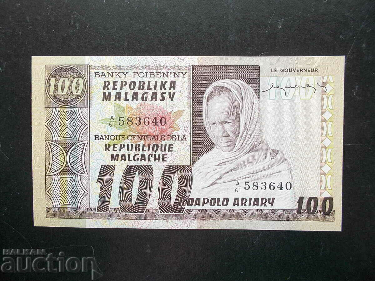 MADAGASCAR, 100 Ariari, 1974, UNC