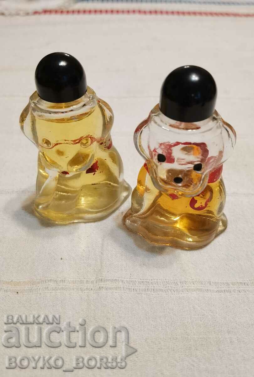 Doi cățeluși de colecție de parfumuri sovietice rusești Soc URSS