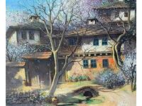 Case vechi, primăvară, pictură