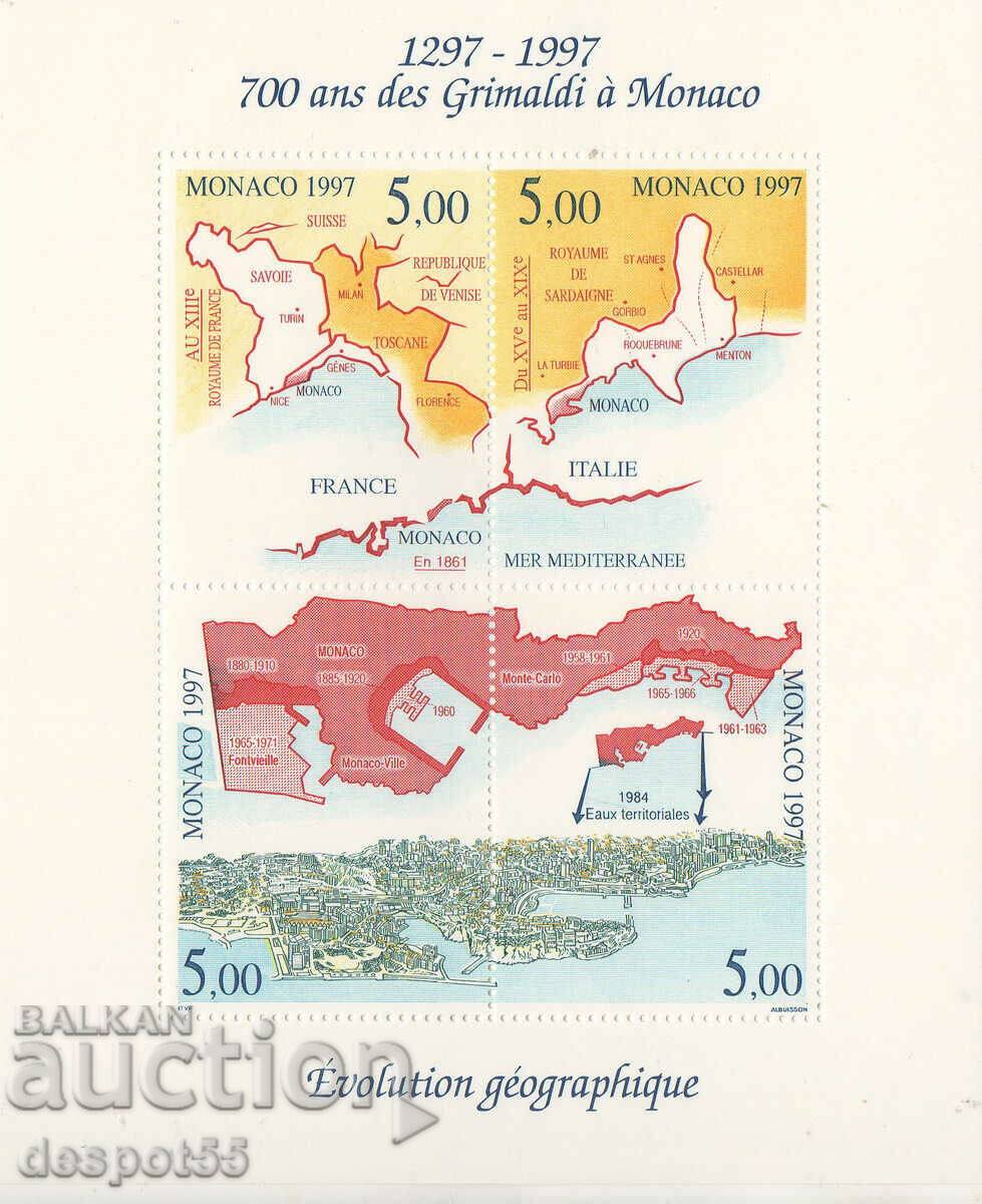 1997 Monaco. 700 years of the Grimaldi dynasty - Geography. Block