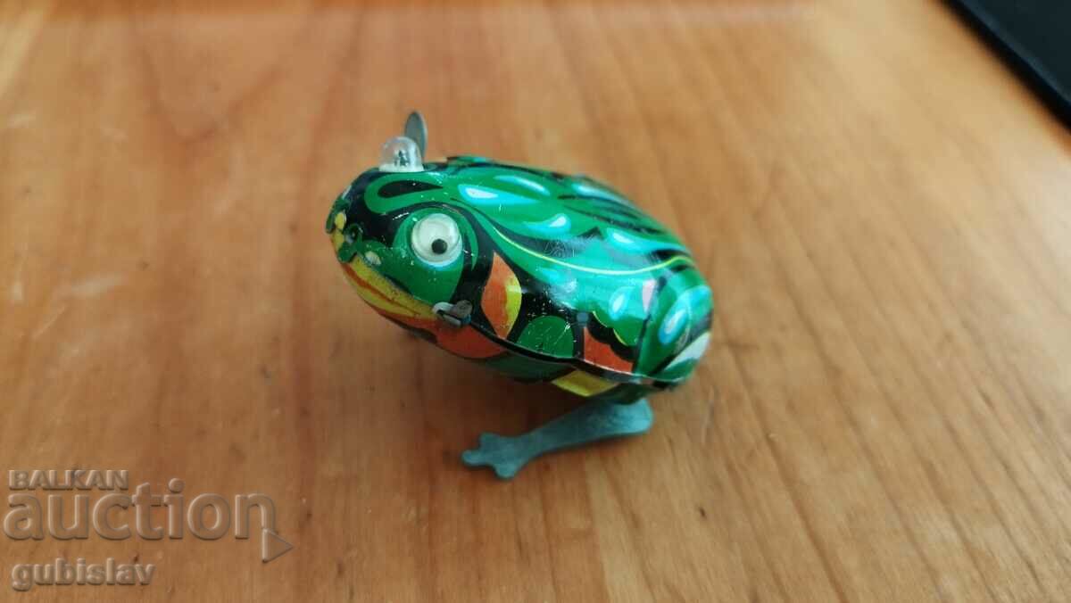 Sheet metal toy, bouncing frog, China