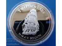 Pitcairn Island 2 Dollars 2010 UNC PROOF Σπάνιο