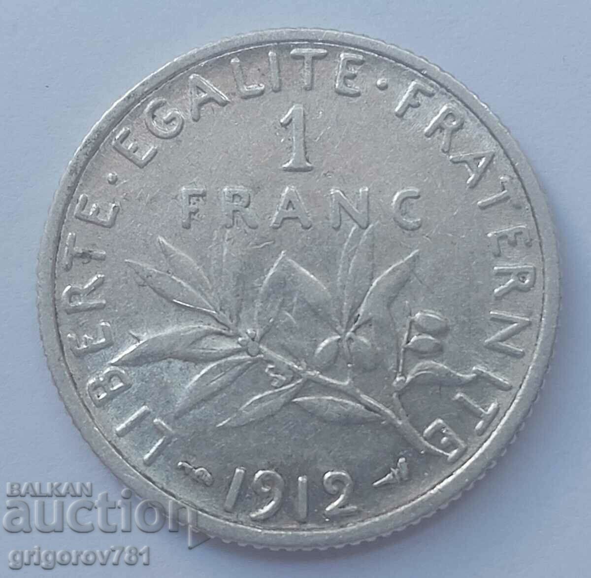 1 franc argint Franța 1912 - monedă de argint №1
