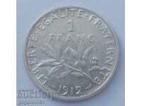 1 франк сребро Франция 1912 -  сребърна монета №1