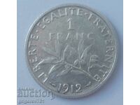 Ασημένιο 1 φράγκου Γαλλία 1912 - ασημένιο νόμισμα №29