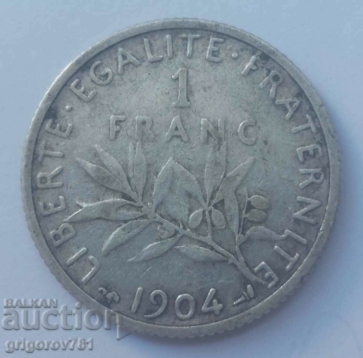 1 франк сребро Франция 1904 -  сребърна монета №29