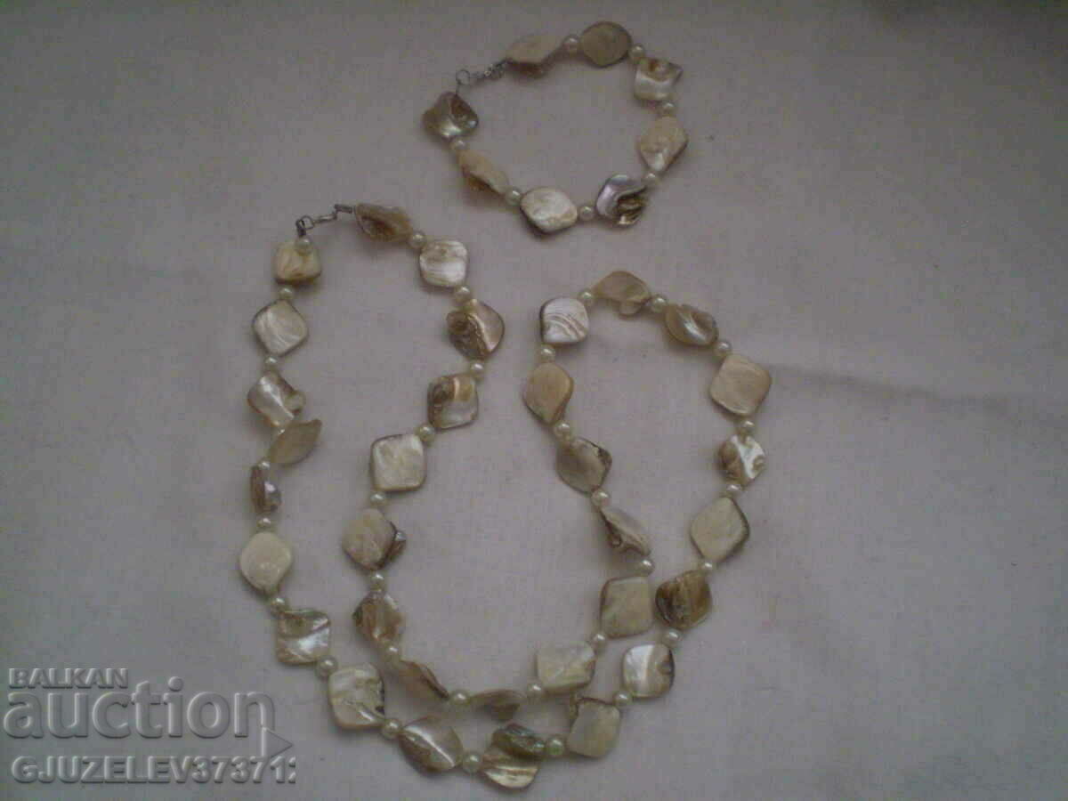 retro old set necklace and bracelet necklace of pearls and mother of pearl - 7 retro old set necklace and bracelet necklace of pearls and mother of pearl - 7