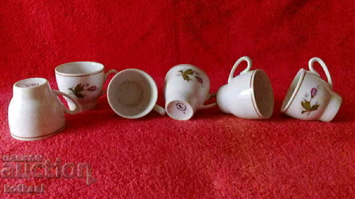Old Social Lot Set Service 6 pcs porcelain cups - 7 Old Social Lot Set Service 6 pcs porcelain cups - 7