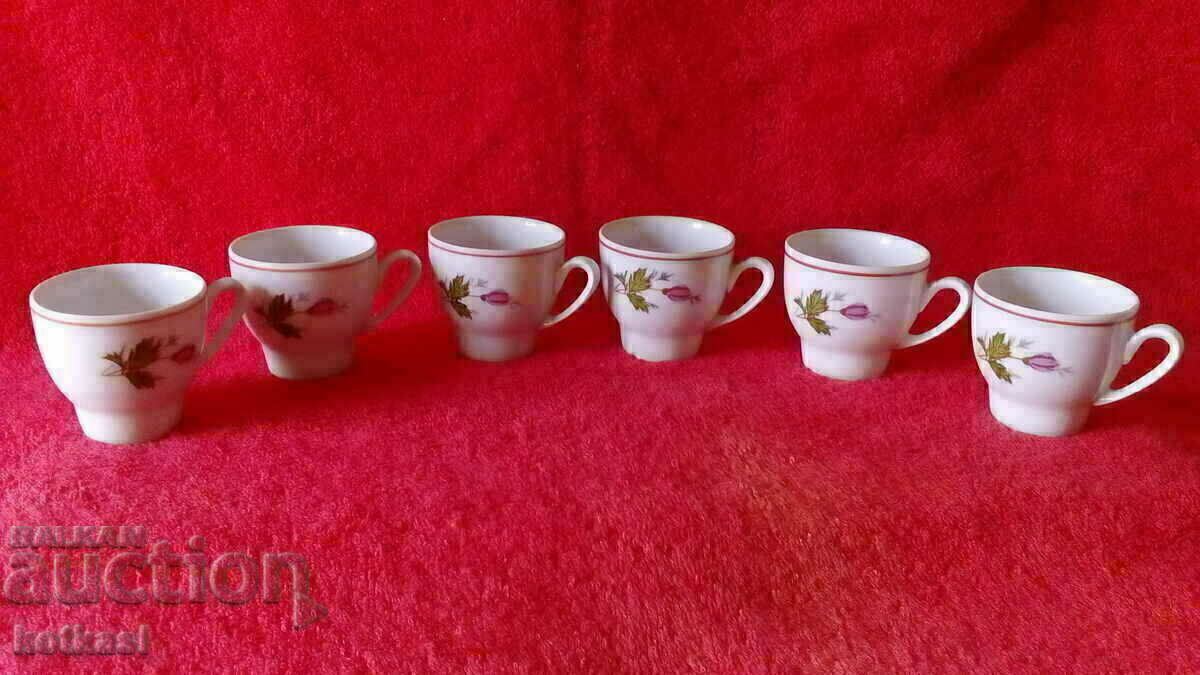 Old Social Lot Set Service 6 pcs porcelain cups Old Social Lot Set Service 6 pcs porcelain cups