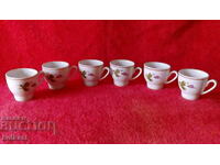 Old Social Lot Set Service 6 pcs porcelain cups