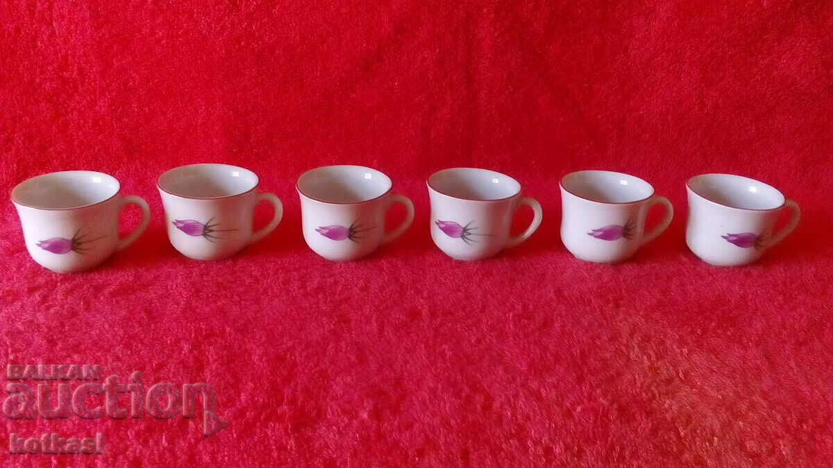 Old social Porcelain service 6 pcs. small cups marked