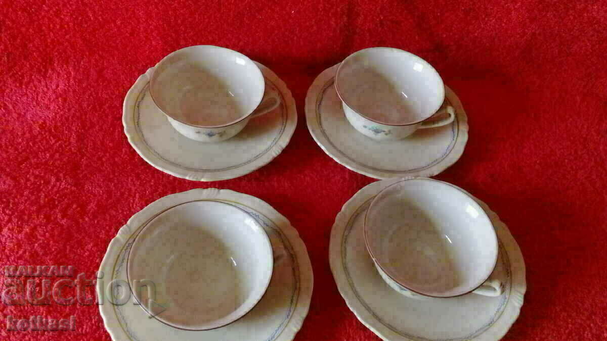 Auction Star Porcelain 3 pcs Mocha cups saucers Germany marked Auction Star Porcelain 3 pcs Mocha cups saucers Germany marked
