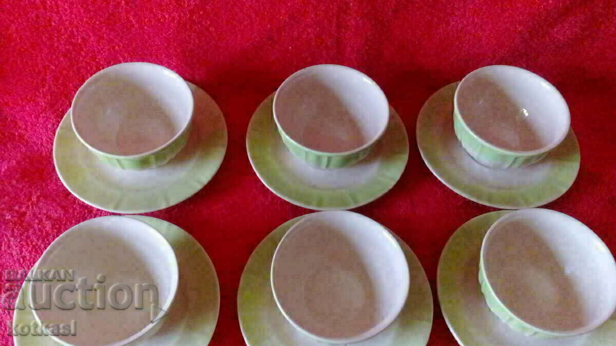 Auction  Old porcelain coffee set bowl bowl 6 pcs. Baba Vida Vidin
