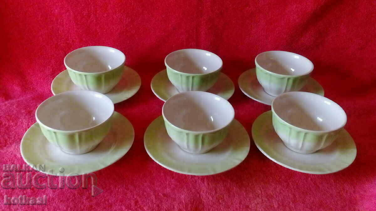 Old porcelain coffee set bowl bowl 6 pcs. Baba Vida Vidin