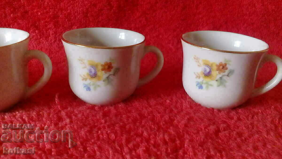 Old porcelain set small glasses 6 pcs. gold edging with price 21.00 BGN | € 10.74