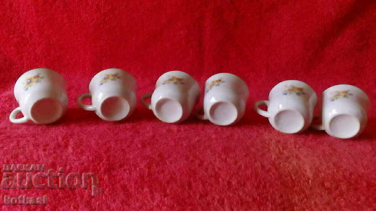 Old porcelain set small glasses 6 pcs. gold edging - 5