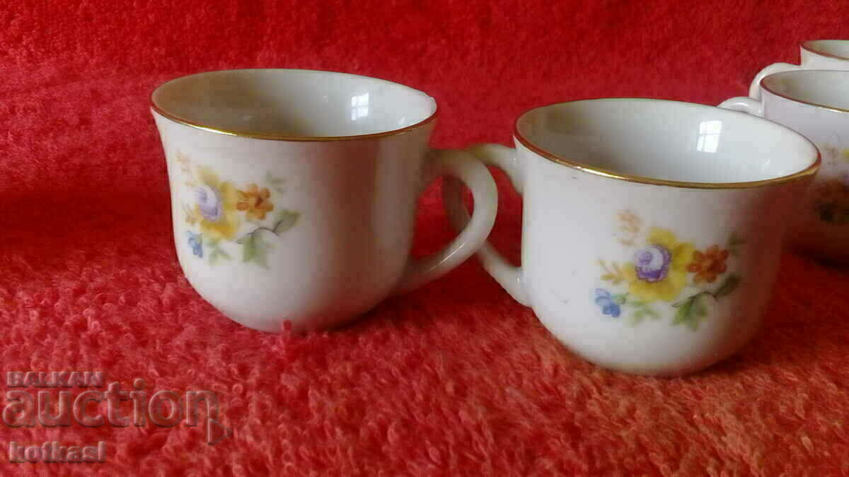 Old porcelain set small glasses 6 pcs. gold edging - 6