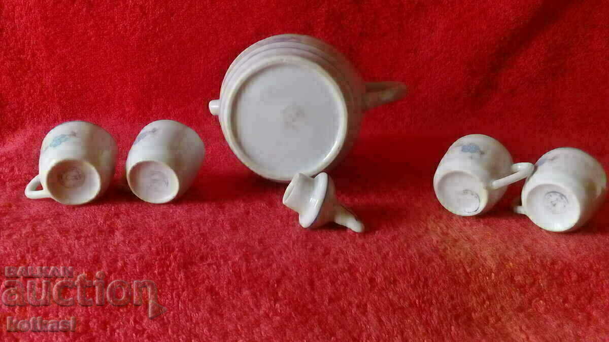 Old porcelain set for brandy Kana Bure glasses - 6 Old porcelain set for brandy Kana Bure glasses - 6