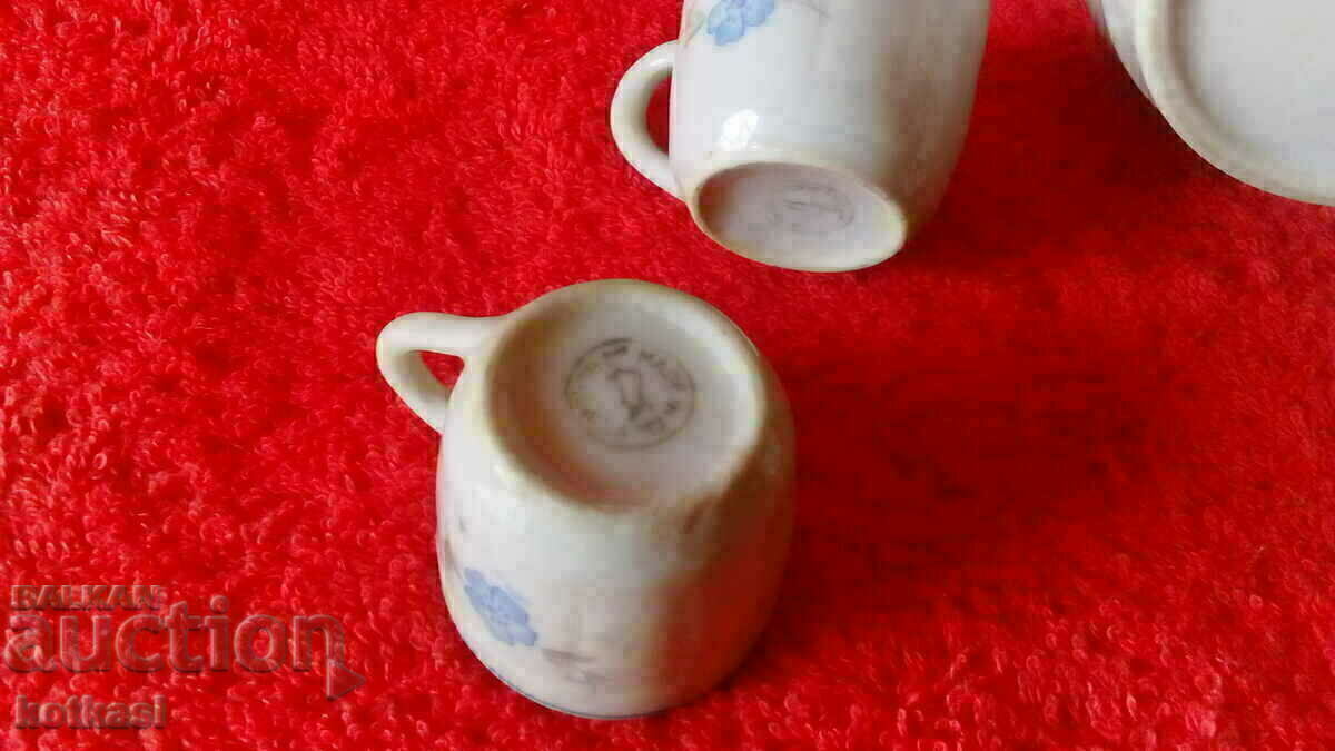 Old porcelain set for brandy Kana Bure glasses - 7 Old porcelain set for brandy Kana Bure glasses - 7