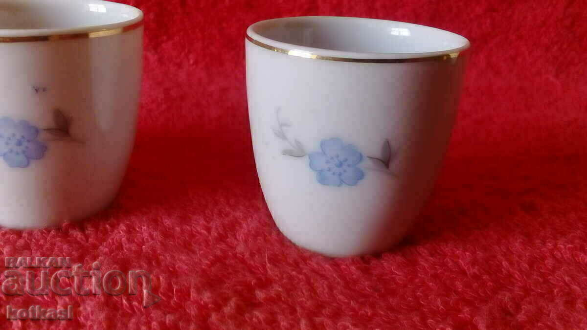 Lot 3 old porcelain brandy glasses marked with gold edging with price 6.50 BGN | € 3.32 Lot 3 old porcelain brandy glasses marked with gold edging with price 6.50 BGN | € 3.32