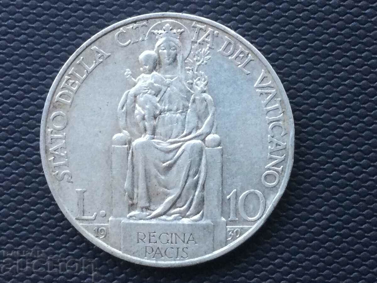 Vatican 10 pounds 1930 Pope Pius XI silver